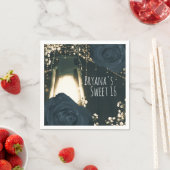 Rustieke gloed lantaarn lichtblauw zwart Rozen bru Servet (Insitu)