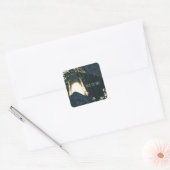 Rustieke gloed lantaarn lichtblauw zwart Rozen bru Vierkante Sticker (Envelop)