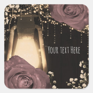 Rustieke gloed lantaarn stoffig roze rozen glamour vierkante sticker