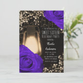 Rustieke gloedlantaarn & paarse violette rozen Swe Kaart (Staand voorkant)