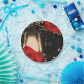 Rustieke Gloeilamp Helder Rode Rozen Schuur Hout Papieren Bordje (Feest)