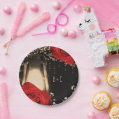 Rustieke Gloeilamp Helder Rode Rozen Schuur Hout Papieren Bordje (Feest)