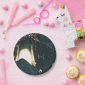 Rustieke Gloeilamp Lantaarn Lichtblauw Zwart Rozen Papieren Bordje (Feest)