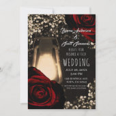 Rustieke Gloeilantaarn & Donkerrode Rozen Glamour Kaart (Voorkant)