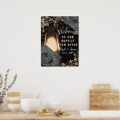 Rustieke Gloeilantaarn Grijs Rozen Trouw Bruiloft  Poster (Keuken)