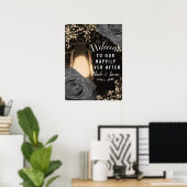 Rustieke Gloeilantaarn Grijs Rozen Trouw Bruiloft  Poster (Thuiskantoor)