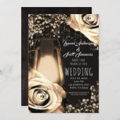 Rustieke Gloeilantaarn Licht Gouden Rozen Trouw Ui Kaart (Voorkant / Achterkant)