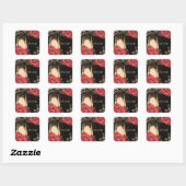 Rustieke Gloeilantaarn Lichten Rode Rozen Bruiloft Vierkante Sticker (Vel)
