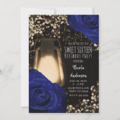 Rustieke Gloeilantaarn Navyrozen Bruiloft Sweet 16 Kaart (Voorkant)
