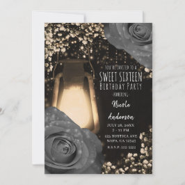Rustieke Gloeilantaarn Warm Grijs Rozen Sweet 16 F Kaart