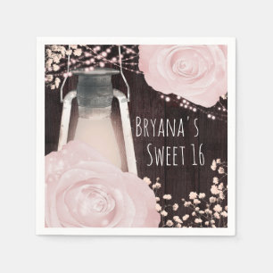 Rustieke Glow Lantaarn Baby Roze Hondsrozen Sweet Servet