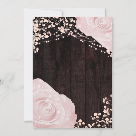 Rustieke Glow lantaarn Baby Roze Rozen Sweet 16 Kaart (Achterkant)