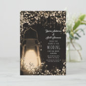 Rustieke Glow Lantaarn & Baby's Breath Bloemstuk B Kaart (Staand voorkant)