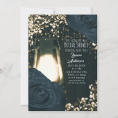 Rustieke Glow Lantaarn Blauw Zwart Rozen Vrijgezel Kaart (Voorkant)