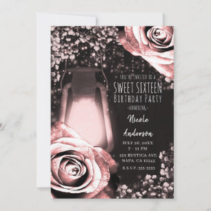Rustieke Glow Lantaarn Blushing Roze Rozen Sweet 1 Kaart