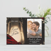 Rustieke Glow Lantaarn & Donkerrode Rozen Save the Kaart (Staand voorkant)