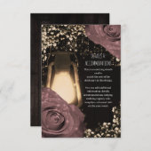 Rustieke Glow Lantaarn Dusty Pink Roses Wedding Informatiekaartje (Voorkant / Achterkant)
