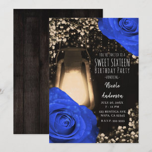 Rustieke Glow Lantaarn & Kobaltblauwe Rozen Sweet Kaart
