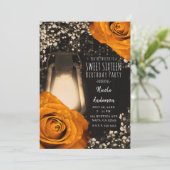 Rustieke Glow Lantaarn Oranje herfst Rozen Sweet 1 Kaart (Staand voorkant)