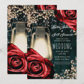 Rustieke Glow Lantaarn Rode Rozen & Blauwgroen bru Kaart (Voorkant / Achterkant)