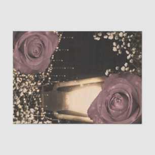 Rustieke Glow Lantaarn Stof Roze Mauve Rozen Tissuepapier