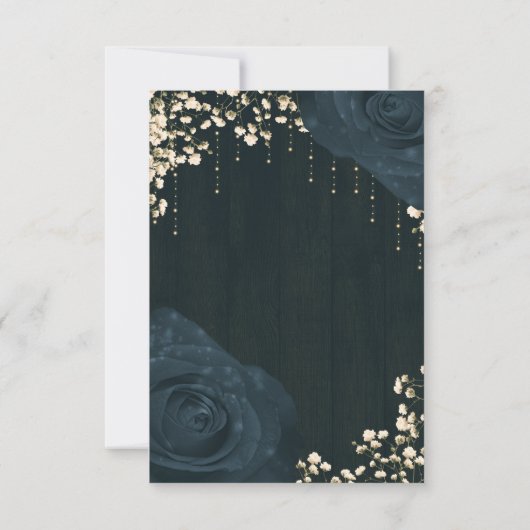 Rustieke Glow Lantern Blauw Zwart Rozen Bruiloft R RSVP Kaartje (Achterkant)