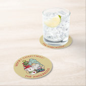 Rustieke Gnome Sneeuwman Kerstmis Ronde Kartonnen Onderzetter (Insitu)