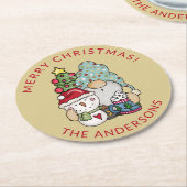 Rustieke Gnome Sneeuwman Kerstmis Ronde Kartonnen Onderzetter (Gebogen)