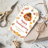 Rustieke Gobble Herfst Pompoen Happy Thanksgiving Cadeaulabel