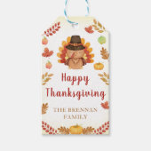 Rustieke Gobble Herfst Pompoen Happy Thanksgiving Cadeaulabel (Voorkant)