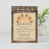 Rustieke "Gobble til you Wobble" Thanksgiving Dine Kaart (Staand voorkant)