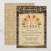 Rustieke "Gobble til you Wobble" Thanksgiving Dine Kaart (Voorkant / Achterkant)