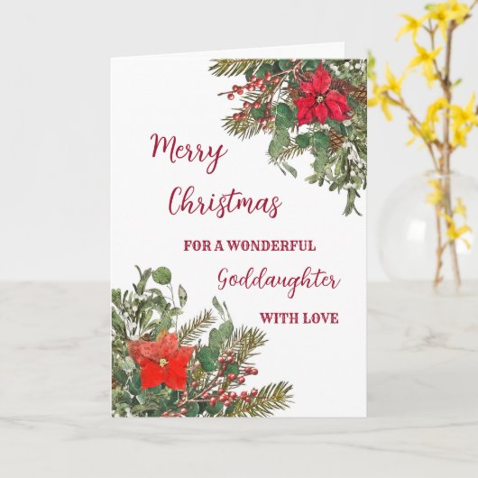 Rustieke Goddochter Kerstmis Watercolor Kaart (Gele Bloem)