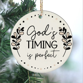 Rustieke Gods timing is perfect beige zwart blad Keramisch Ornament