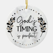 Rustieke Gods timing is perfect beige zwart blad Keramisch Ornament (Voorkant)