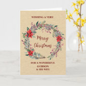 Rustieke Godson en zijn vrouw Vrolijk Kerstfeest Kaart (Gele Bloem)