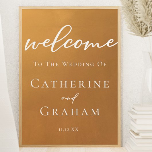Rustieke Gold Minimalist Fall Wedding Welkom Poster