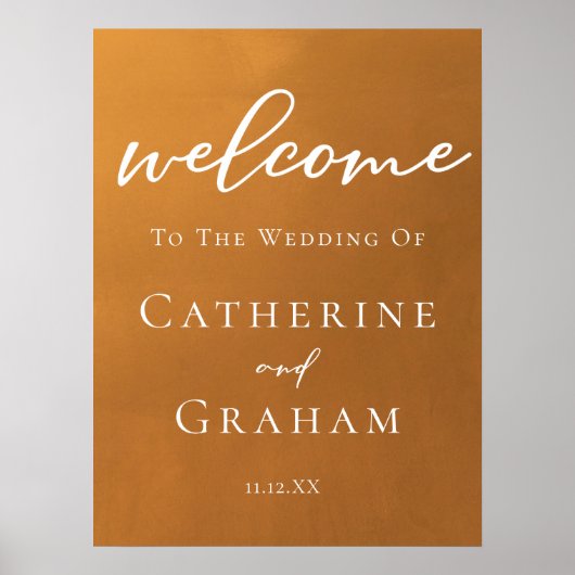 Rustieke Gold Minimalist Fall Wedding Welkom Poster (Voorkant)