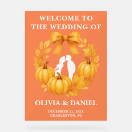 Rustieke Golden Pumpkin Fall Wedding Welkom Acryl Bord