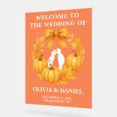 Rustieke Golden Pumpkin Fall Wedding Welkom Acryl Bord (Hoek)