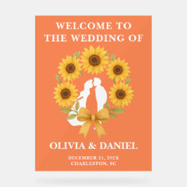 Rustieke Golden Sunflower Fall Wedding Welkom Acryl Bord