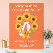 Rustieke Golden Sunflower Fall Wedding Welkom Acryl Bord (Huwelijk)