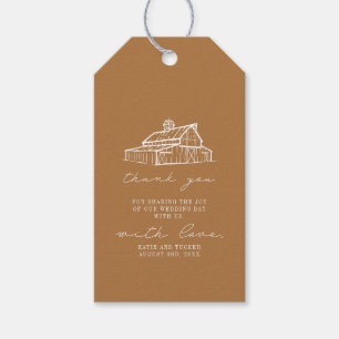 Rustieke Goldenrod Schuur Boerderij Bruiloft Dank  Cadeaulabel
