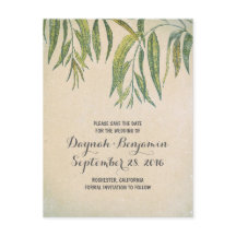  rustieke gom boomblad Save the date