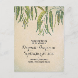  rustieke gom boomblad Save the date Aankondigingskaart