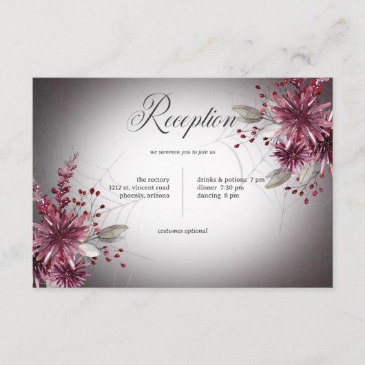 Rustieke Gothic Black & Bourgogne Halloween Recept Informatiekaartje (Voorkant)