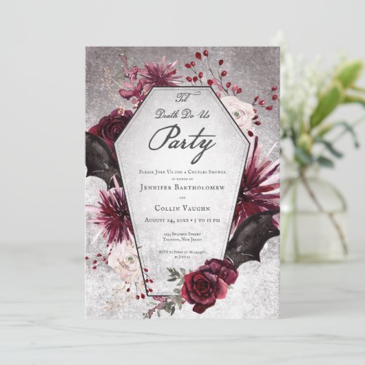 Rustieke Gothic Til Death Do Us Party Koppels Douc Kaart (Staand voorkant)