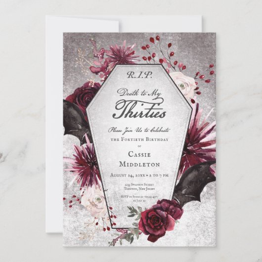 Rustieke Gotische Dood Tot Mijn Dertigste Verjaard Kaart (Voorkant)