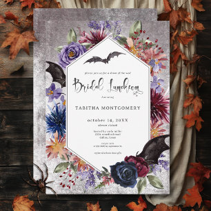 Rustieke Gotische Kleuren Halloween Bruids Luncheo Kaart