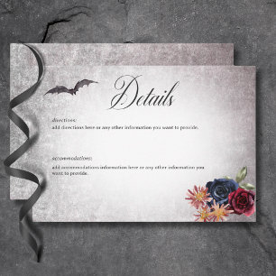 Rustieke Gotische Kleuren Halloween Bruiloft Detai Informatiekaartje